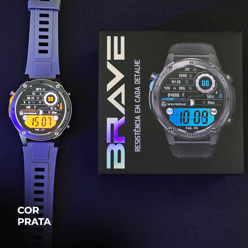 relógio inteligente smartwatch Wearzone BRAVE a prova d'água ate 50 metros