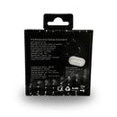 Parte traseira da embalagem Zone Buds 01 exibindo especificações técnicas e conteúdo da caixa