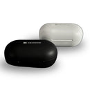 Estojo de carregamento dos fones Bluetooth Zone Buds 01 nas cores preto e branco, design compacto e moderno