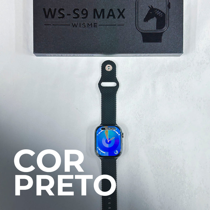 Relógio Inteligente WS-S9 MAX – Tela Full Touch, Notificações e Modos Esportivos