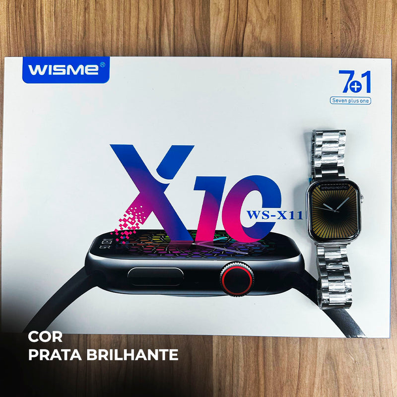 Relógio Smartwatch Inteligente WS-X11 Série 10 – Kit com 7 Pulseiras e Tela Full Touch