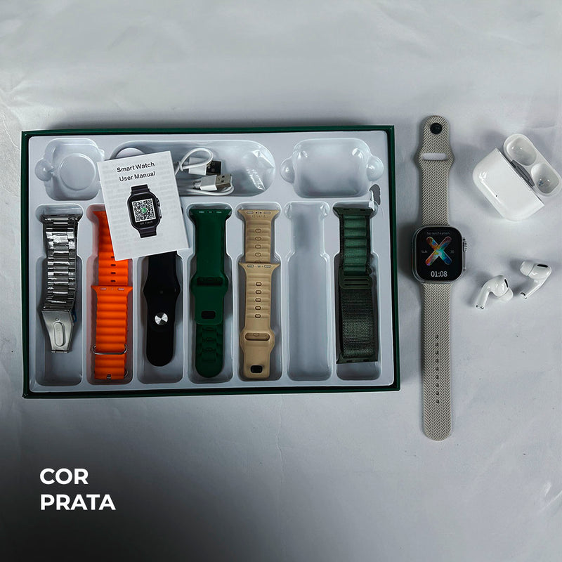 smartwatch Kit Com Pulseiras - WS-80 ULTRA 2 com fone de ouvido Bluetooth