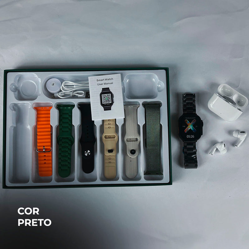 smartwatch Kit Com Pulseiras - WS-80 ULTRA 2 com fone de ouvido Bluetooth