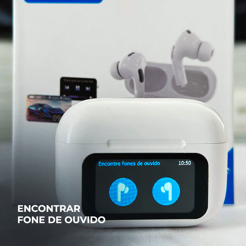 Fone de Ouvido Bluetooth WT-5 com Smart Case e Display Digital