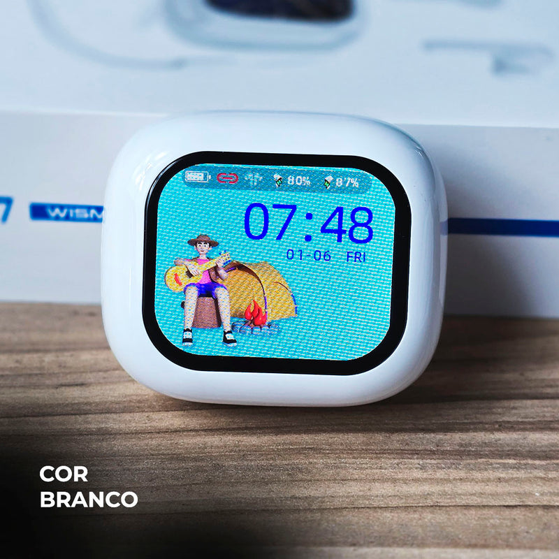 Fone de Ouvido Bluetooth Wisme WT-7 com Tela Touch Watch Case Preto
