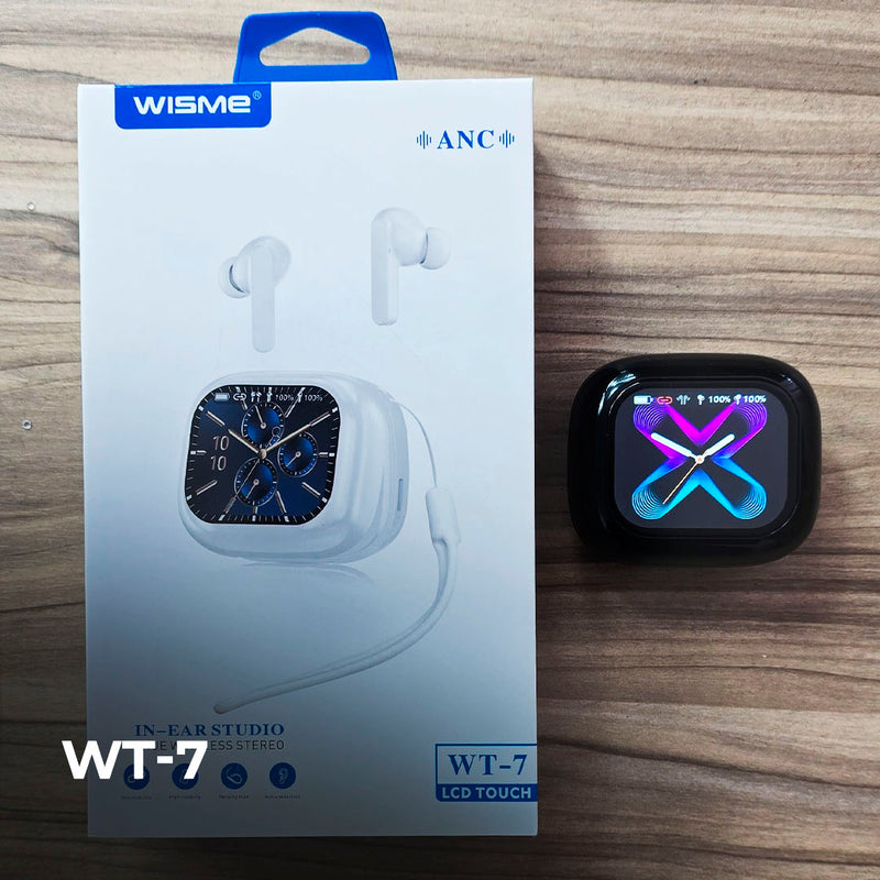 Fone de Ouvido Bluetooth Wisme WT-7 com Tela Touch Watch Case Preto
