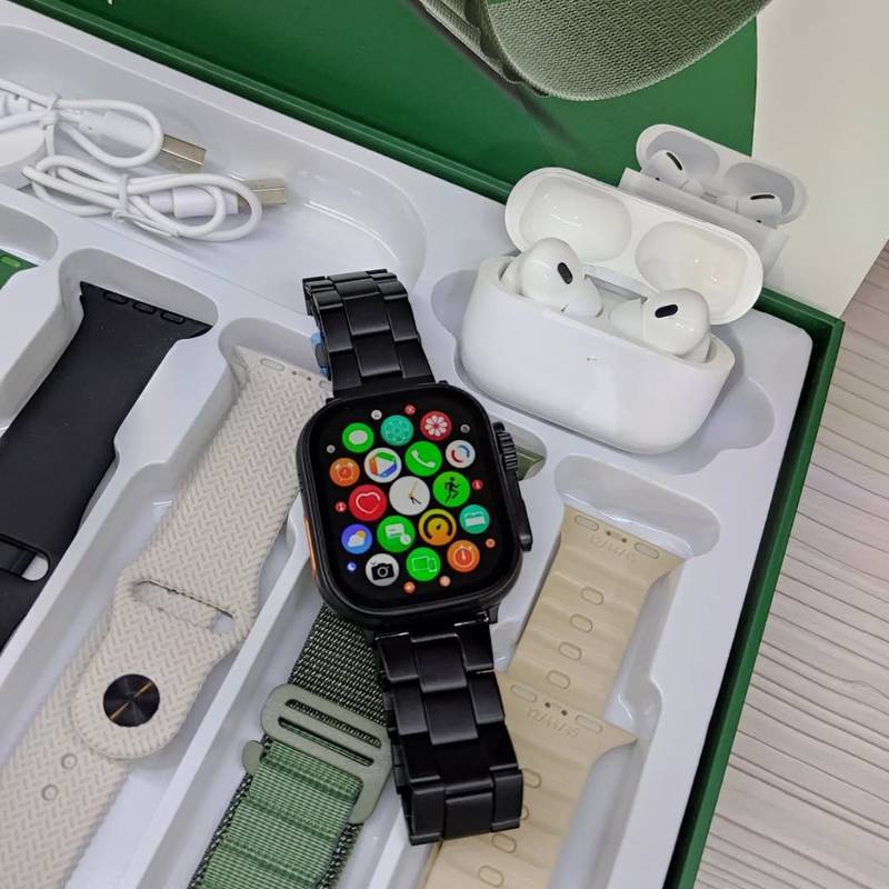 smartwatch Kit Com Pulseiras - WS-80 ULTRA 2 com fone de ouvido Bluetooth