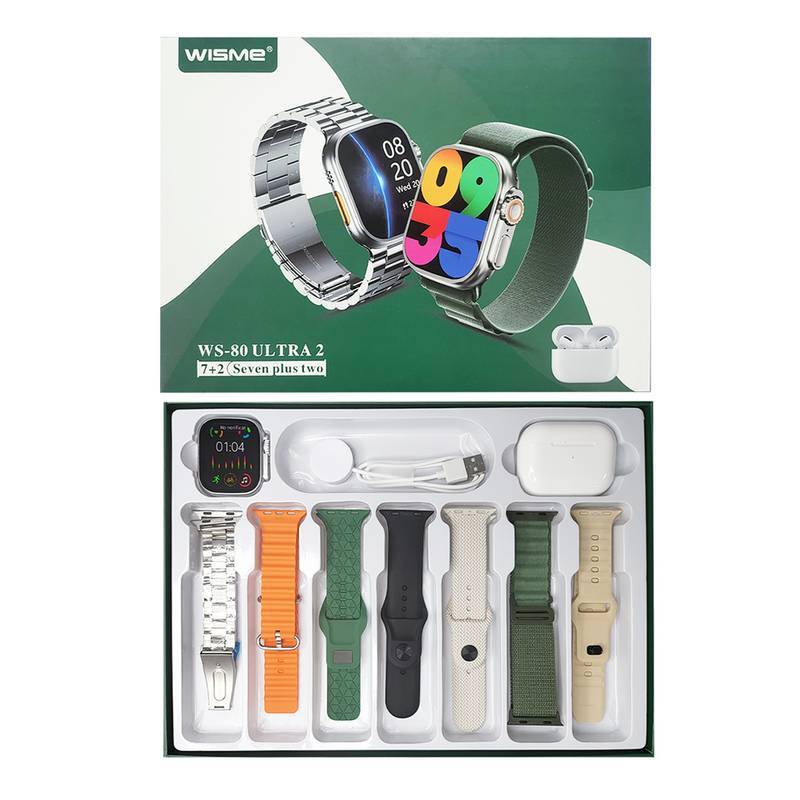 smartwatch Kit Com Pulseiras - WS-80 ULTRA 2 com fone de ouvido Bluetooth