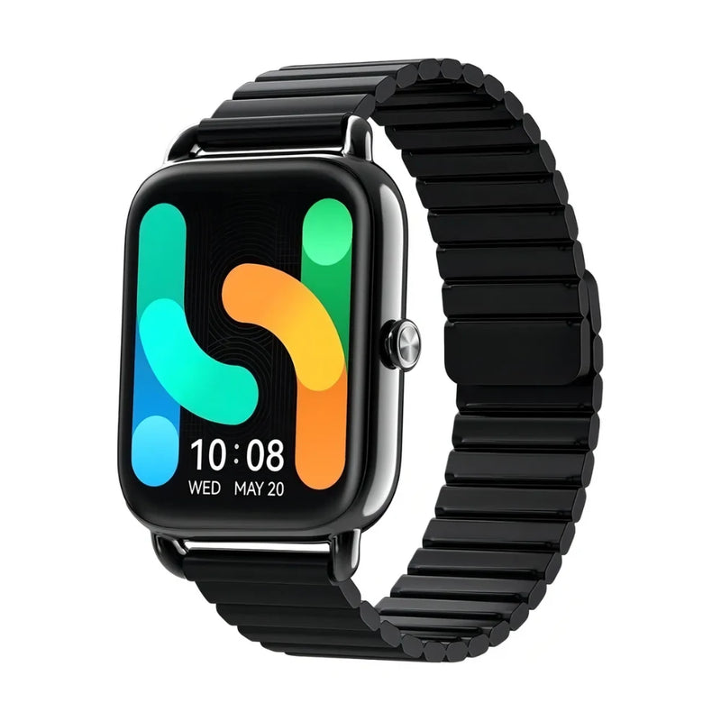 Haylou RS4 Plus smartwatch preto com tela AMOLED colorida e design esportivo moderno