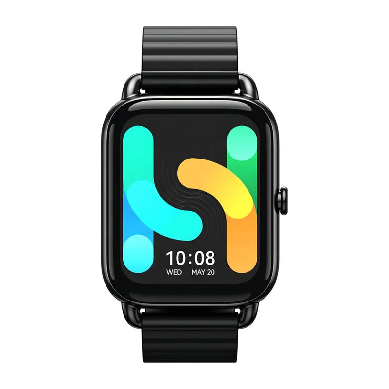 Haylou Smartwatch RS4 Plus preto com tela AMOLED de 1.78 polegadas em vista frontal