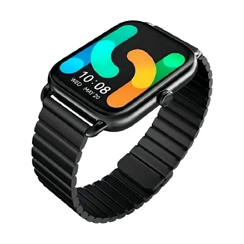 Haylou Smartwatch RS4 Plus preto visto em ângulo lateral com tela AMOLED vibrante