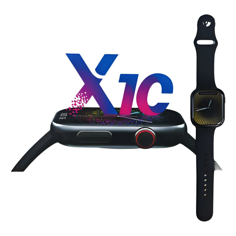 Relógio inteligente WS-X11 Série 10 preto com kit de 7 pulseiras inclusas e design moderno com tela full touch