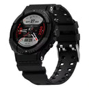 Smartwatch Fenix preto com GPS integrado, 100 modos esportivos e display digital vermelho, à prova d'água