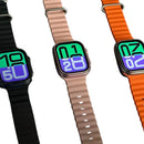Relógio Smartwatch W10 Mini 42mm Série 10 Amoled Microwear em três cores de pulseira: preta, rosa e laranja