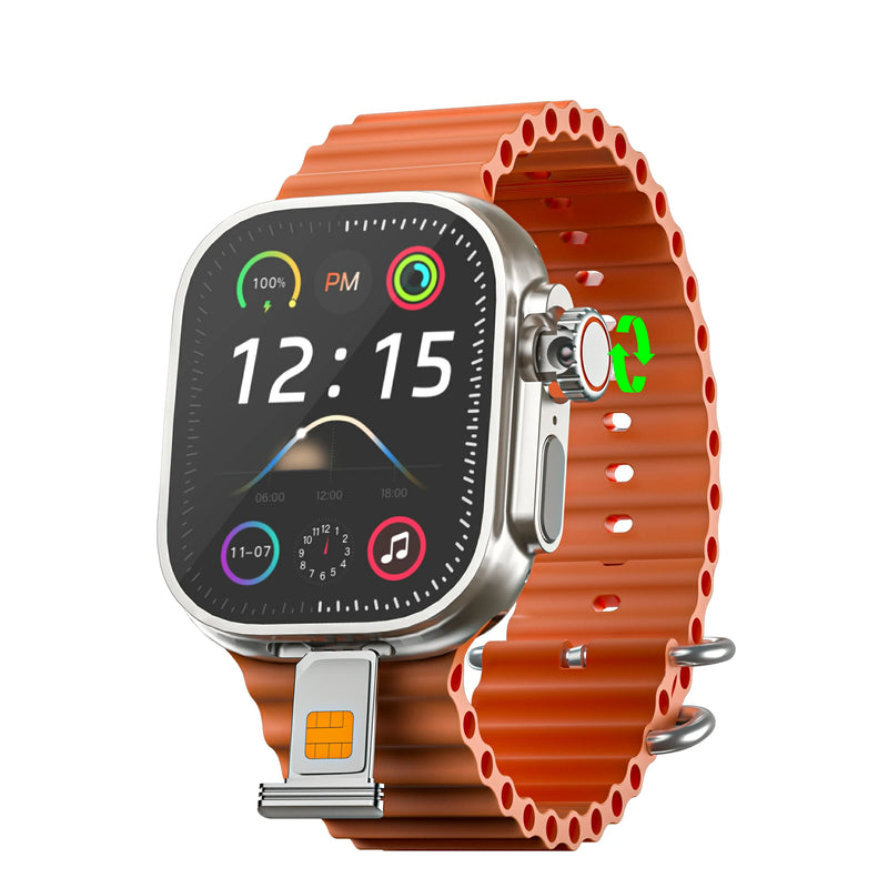 Smartwatch Wearzone Horizon PRO pulseira laranja texturizada, entrada para chip e bateria 1000mAh