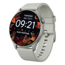 Smartwatch Wearzone Life cinza com tela AMOLED redonda, interface digital e resistência à água, bateria de longa duração