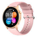Smartwatch Wearzone Life com tela AMOLED redonda, interface rosa personalizada e resistência à água