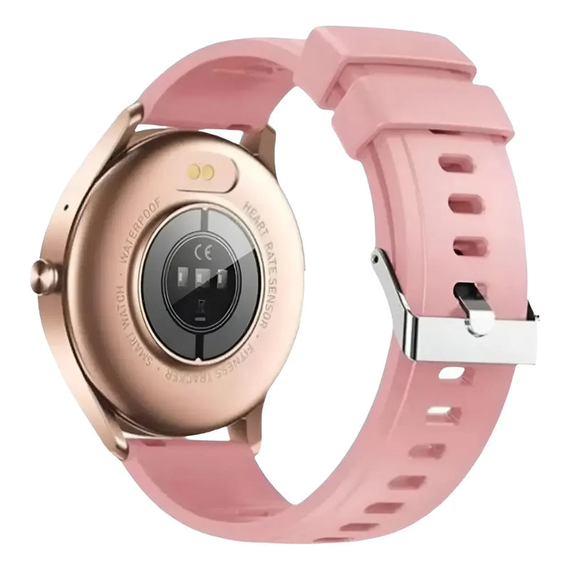 Smartwatch Wearzone Life parte traseira com sensores de frequência cardíaca e contatos de carregamento magnético
